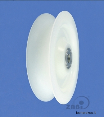 150 mm diametro plastikinis ratukas su guoliu (16 mm trosui)