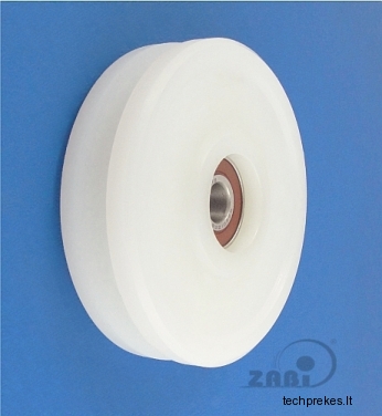 100 mm diametro plastikinis ratukas su guoliu (10 mm trosui)