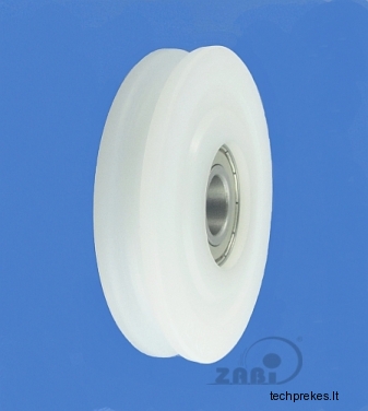 80 mm diametro plastikinis ratukas su guoliu (8 mm trosui)