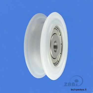 52 mm diametro plastikinis ratukas su guoliu (10 mm trosui)