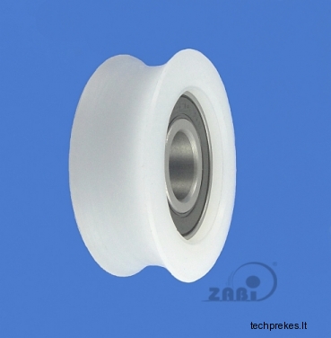 50 mm diametro plastikinis ratukas su guoliu (24 mm trosui)