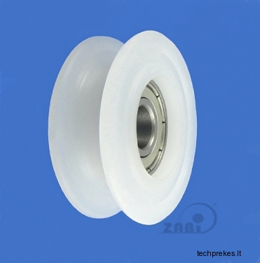 45 mm diametro plastikinis ratukas su guoliu (10 mm trosui)