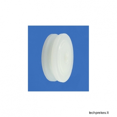 plastikinis profiliuotas 100 mm diametro ratukas be guolio (10 mm trosui)