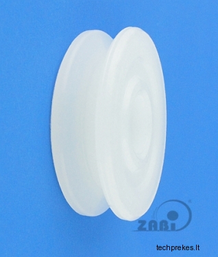 Plastikinis profiliuotas 52 mm diametro ratukas be guolio (5 mm trosui)