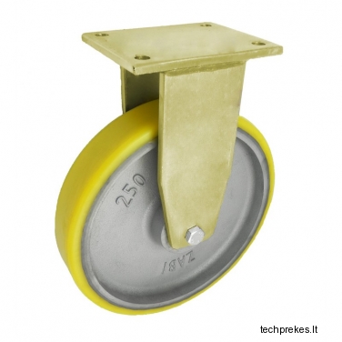 Ketaus ratukas 250x50 mm padengtas poliuretanu ir fiksuotu kronšteinu (1000 kg)