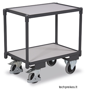 Elektrai pralaidus ESD sisteminis vežimėlis su įleidžiamomis lentynomis, bortelio aukštis 10 mm