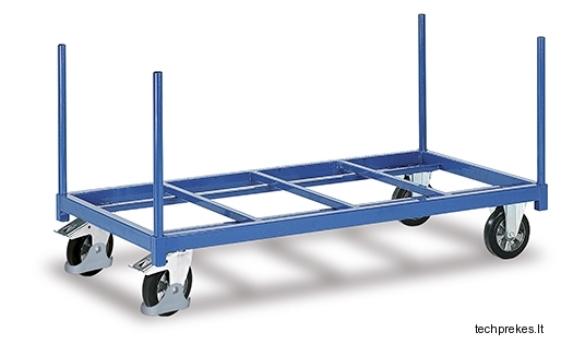 Vežimėlis sunkiasvoriams kroviniams su 4 stovais be apatinio pagrindo 1680x880 mm (500 kg)