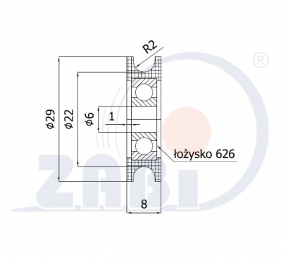 29 mm diametro plastikinis ratukas su guoliu (4 mm trosui)