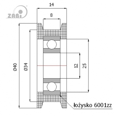 40 mm diametro plastikinis ratukas su guoliu