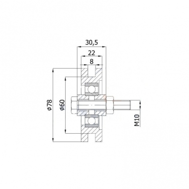 79 mm diametro metalinis ratukas su guoliu