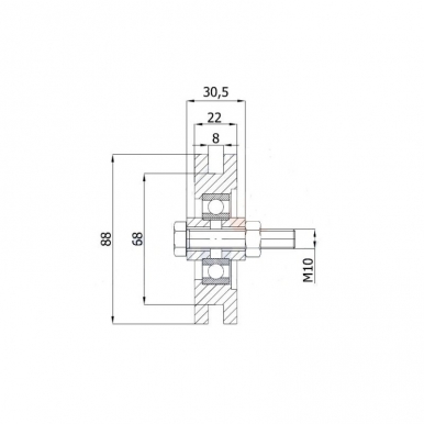 89 mm diametro metalinis ratukas su guoliu