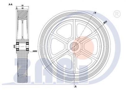 310 mm ratukas su rutuliniu guoliu ( 15 mm ašis)
