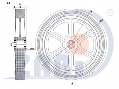 310 mm ratukas su rutuliniu guoliu ( 17 mm ašis)