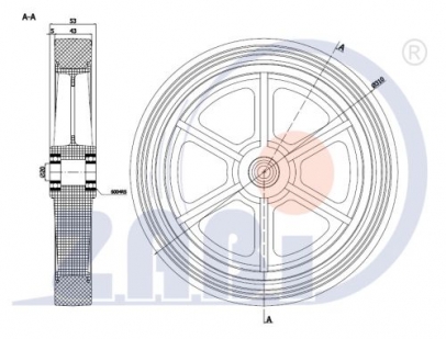 310 mm ratukas su rutuliniu guoliu (20 mm ašis)