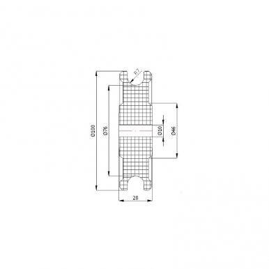 Plastikinis profiliuotas 100 mm diametro ratukas be guolio (14 mm trosui)