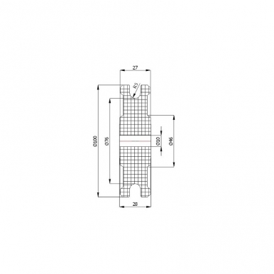 plastikinis profiliuotas 100 mm diametro ratukas be guolio (10 mm trosui)
