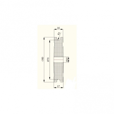Plastikinis profiliuotas 80 mm diametro ratukas be guolio (6 mm trosui)