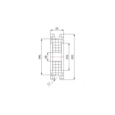 Plastikinis profiliuotas 52 mm diametro ratukas be guolio (6 mm trosui)