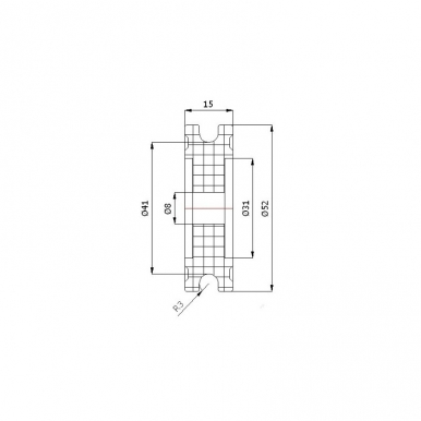 Plastikinis profiliuotas 52 mm diametro ratukas be guolio (6 mm trosui)