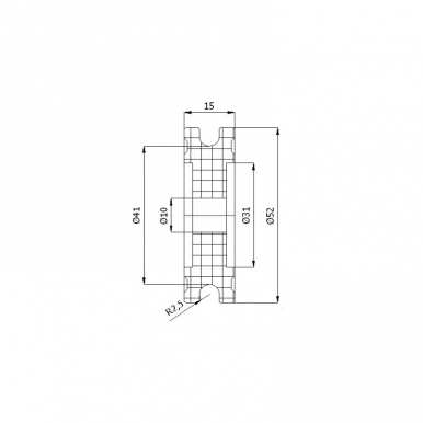 Plastikinis profiliuotas 52 mm diametro ratukas be guolio (5 mm trosui)