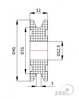 Plastikinis profiliuotas 41 mm diametro ratukas be guolio (3 mm trosui)