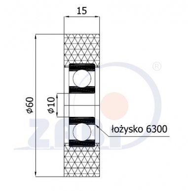 Poliuretaninis ratukas 60 mm diametro (10 mm ašis)