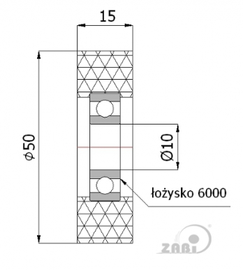 Poliuretaninis ratukas 50 mm diametro (10 mm ašis)