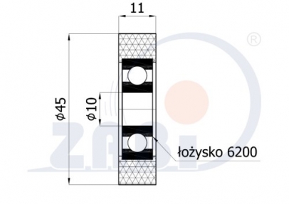 Poliuretaninis ratukas 45 mm diametro (10 mm ašis)