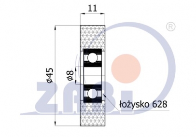 Poliuretaninis ratukas 45 mm diametro (8 mm ašis)