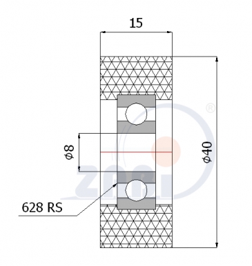 Poliuretaninis ratukas 40 mm diametro (8 mm ašis)