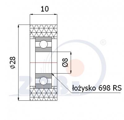 Poliuretaninis ratukas 28 mm diametro (8 mm ašis)