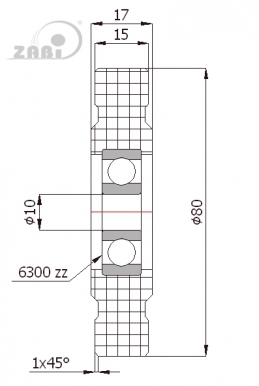 Plastikinis 80 mm diametro ratukas su guoliu (10 mm ašis)