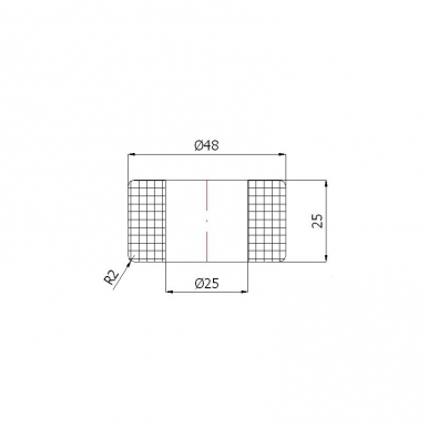 Plastikinis 48 mm diametro ratukas be guolio (25 mm ašis)