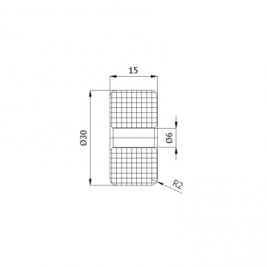 Plastikinis 30 mm diametro ratukas be guolio (6 mm ašis)