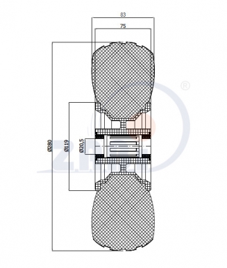 280 mm diametro ratas užpildytas putomis (20 mm ašies diametras)