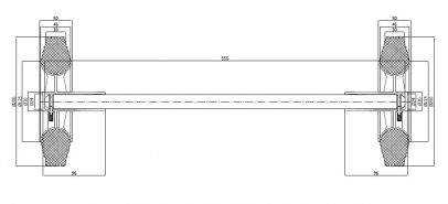200 mm ratukas su ašimi 555 mm šiukšlių konteineriui (180 kg)