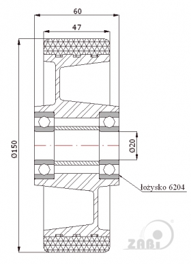 Aliumininis 150x47 mm ratukas padengtas poliuretanu (400 kg)