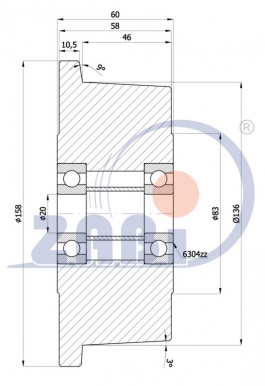 Kieto plieno ratukas 160x60 mm su flanšu (1200 kg)