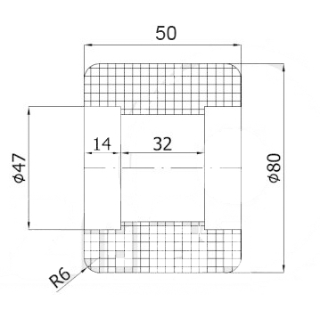 Poliuretaninis ratukas 80x50 mm (20 mm ašis)