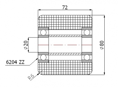 Poliamidinis ratukas kėlimo technikai 80x72 mm (20 mm ašis)