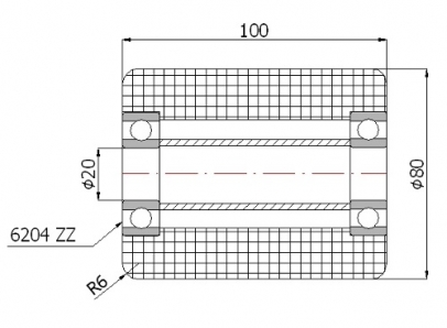 Poliamidinis ratukas kėlimo technikai 80x100 mm (20 mm ašis)