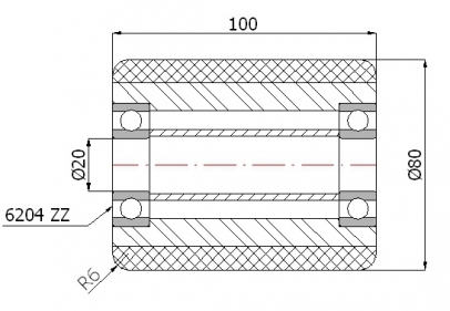 Guminis ratukas kėlimo technikai 80x100 mm (20 mm ašis)