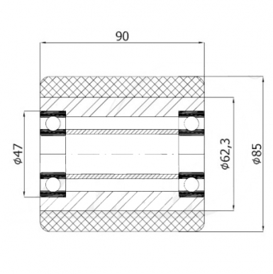 Poliuretaninis ratukas 85x90 mm (20 mm ašis)