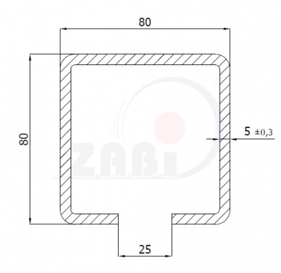 Cinkuotas profilis 80x80x5 mm (3 m ilgio)