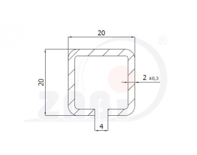 Cinkuotas profilis 20x20x2 mm (2 m ilgio)