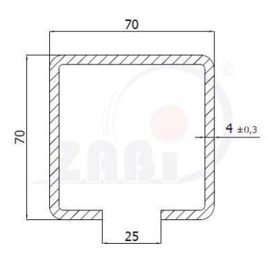 Profilis vartams 70x70 mm (7 m ilgio)