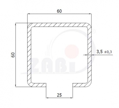 Profilis vartams 60x60 mm (3 m ilgio)