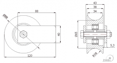Ø89 mm ratukas su tvirtinimu bėginiams vartams, skirtas 1" apvaliam profiliui