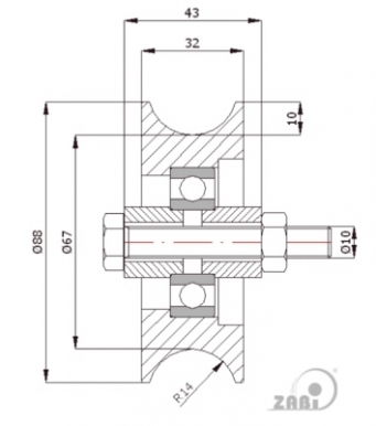 Ø89 mm ratukas bėginiams vartams, skirtas 3/4" apvaliam profiliui