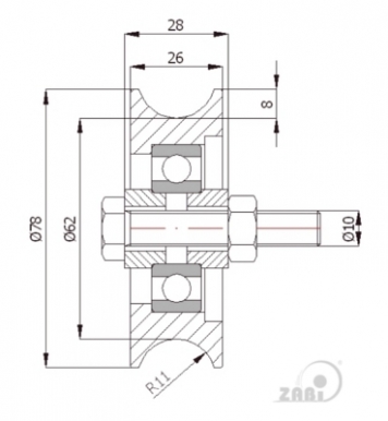 Ø79 mm ratukas bėginiams vartams, skirtas 1/2" apvaliam profiliui